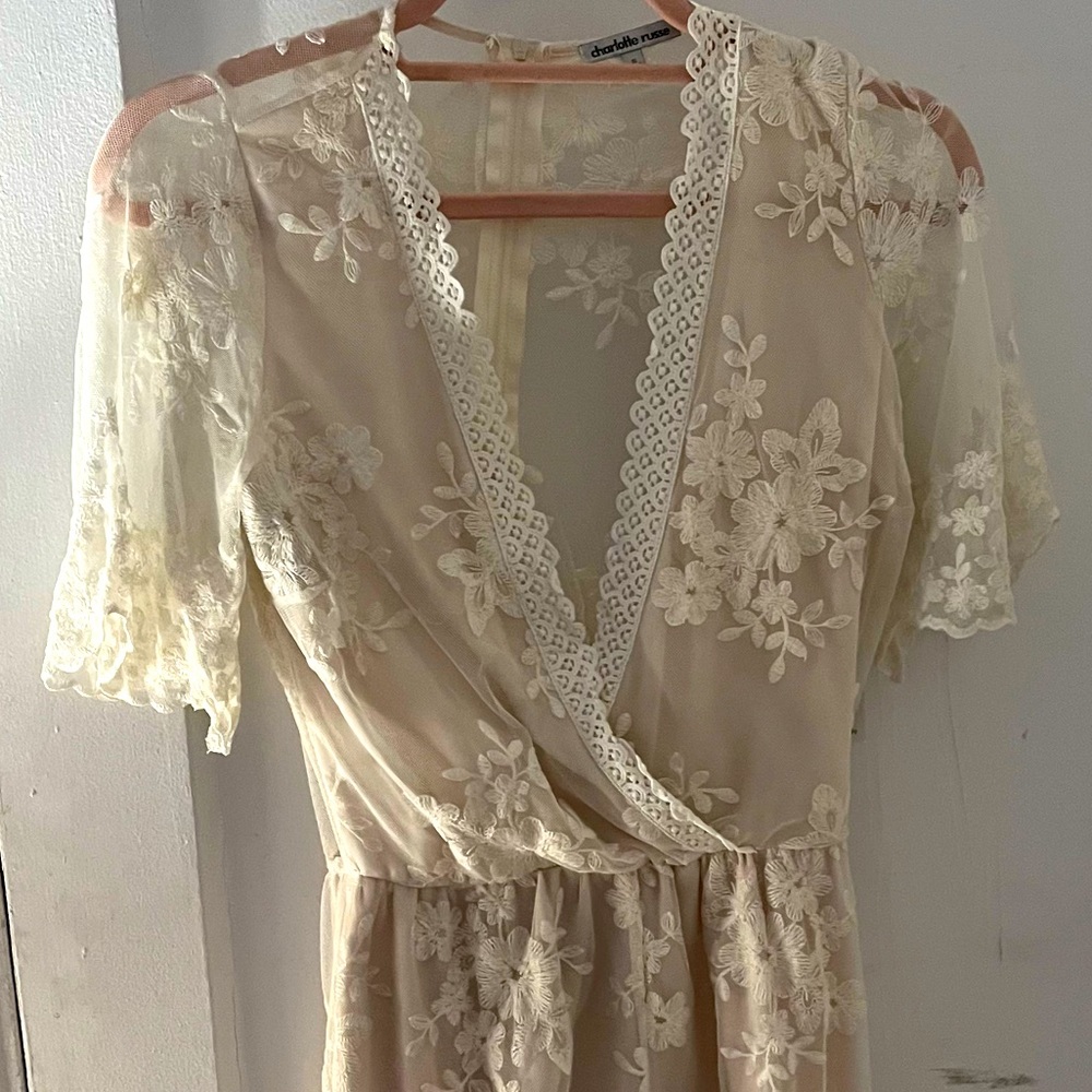 NWT Cream Ivory Floral Lace Romper